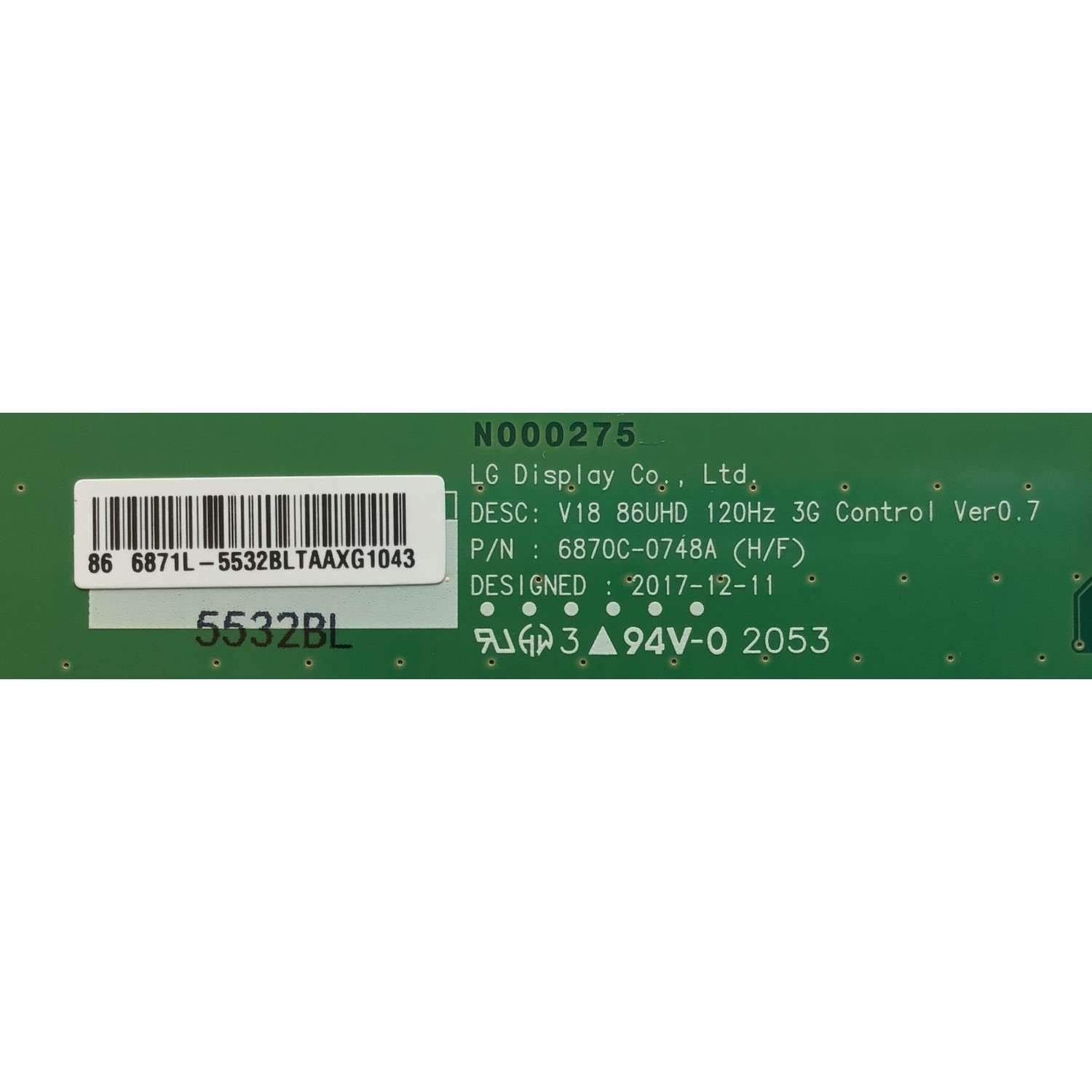T-CON PARA TV LG / NUMERO DE PARTE 6871L-5532B / 6870C-0748A / 5532BL / PANEL NV860DQF-AAGR5 / MODELO 86UN8570AUD.BUSWLKR / 86UN8570AUD - Imagen 3